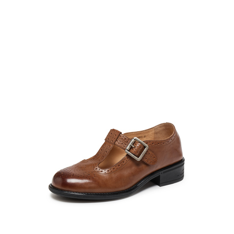 思加图2025秋季新款复古玛丽珍鞋粗跟小皮鞋单鞋通勤女鞋J5875CA5