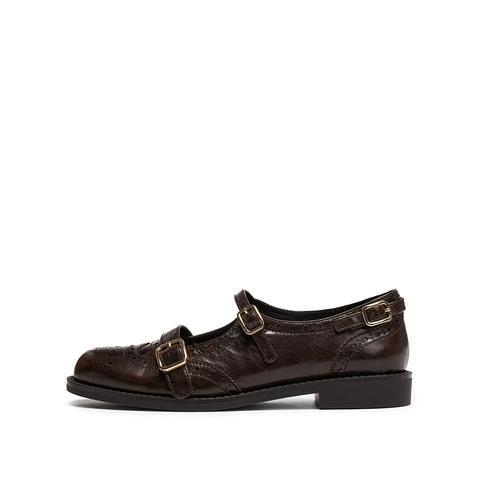 思加图2025秋季新款爵士玛丽小皮鞋低跟平底鞋单鞋女鞋EHH02CA5