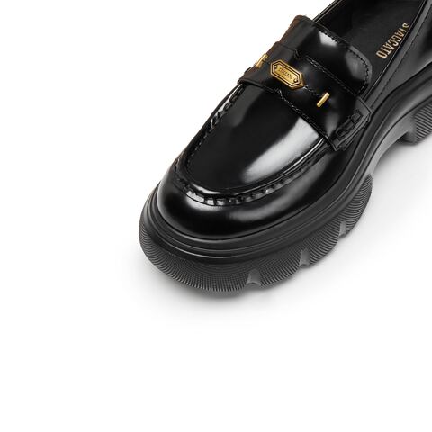 思加图2025秋季新款秋叶伯爵乐福鞋厚底一脚蹬皮鞋女单鞋ESF23CA5