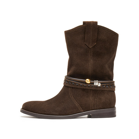 思加图2025冬季新款复古西部靴牛仔靴长筒靴高筒靴女靴子EIL04DS5