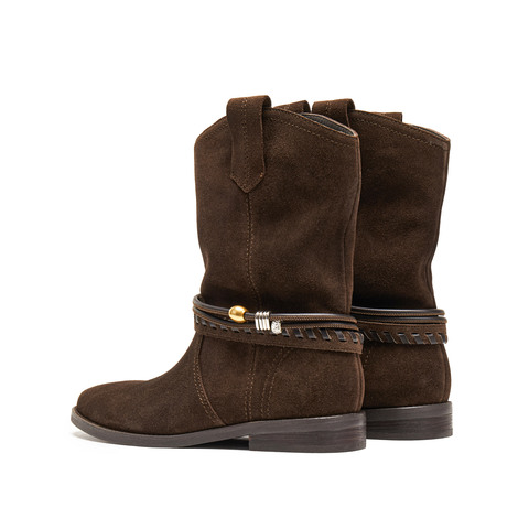 思加图2025冬季新款复古西部靴牛仔靴长筒靴高筒靴女靴子EIL04DS5