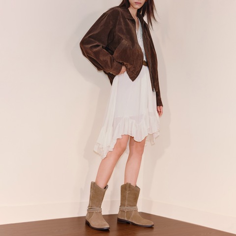 思加图2025冬季新款复古西部靴牛仔靴长筒靴高筒靴女靴子EIL04DS5