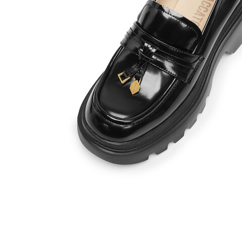 思加图2025秋季新款复古乐福鞋厚底增高一脚蹬单鞋女皮鞋H0423CA5