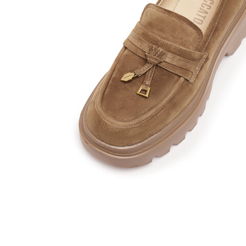 思加图2025秋季新款复古乐福鞋厚底增高一脚蹬单鞋女皮鞋H0423CA5