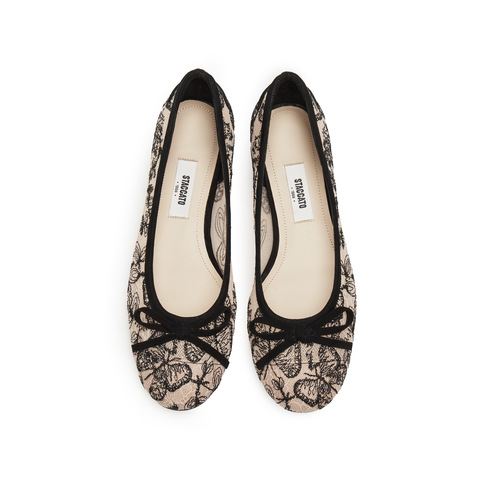 思加图2025秋季新款蝶影纱蕾丝鞋平底鞋浅口一脚蹬单鞋女EGV03CQ5