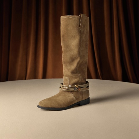 思加图2025冬季新款复古西部靴牛仔靴长筒靴高筒靴女靴子EIL02DG5
