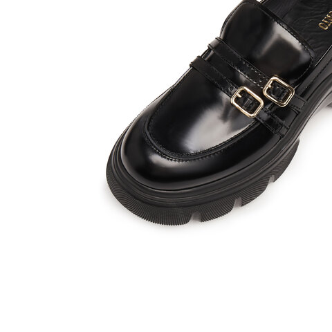 思加图2025秋季新款英伦风乐福鞋厚底增高小皮鞋一脚蹬女ESF22CA5