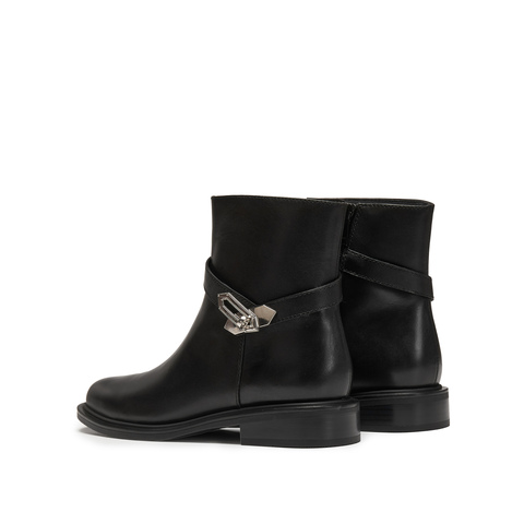 思加图2025冬季新款气质时装靴短靴粗跟黑色靴子通勤女靴EAJ47DD5