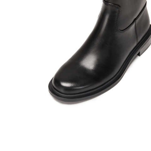 思加图2025冬季新款夜蝴蝶短靴时装靴粗跟黑色靴子女皮靴EAJ49DD5