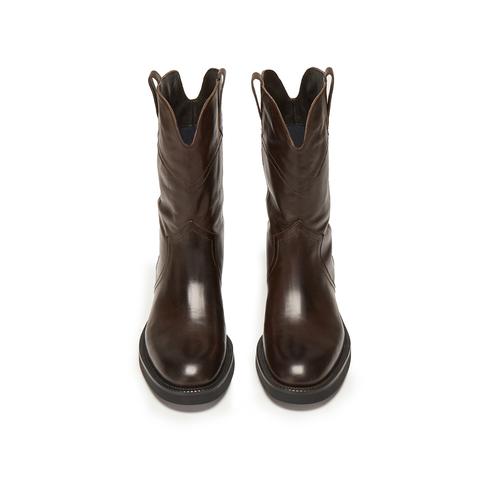 思加图2025冬季新款英伦风西部靴牛仔靴中靴时装靴女靴子Z0521DZ5