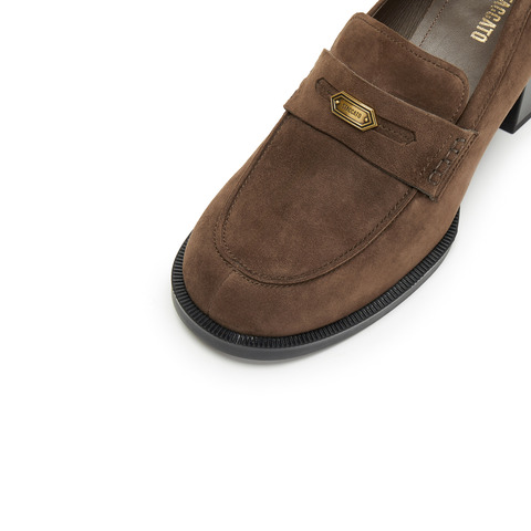 思加图2025秋季新款英伦风乐福鞋粗跟增高小皮鞋单鞋女皮鞋EGY02CA5