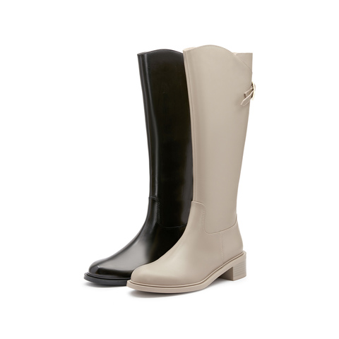 思加图2025冬季新款骑士乐章长筒靴及膝靴粗跟骑士靴女靴EC326DG5