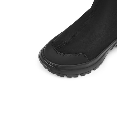 思加图2025冬季新款丝绒可可弹力靴厚底中靴瘦瘦靴女靴EFU29DZ5