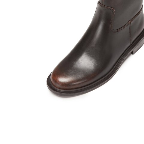 思加图2025冬季新款夜蝴蝶短靴时装靴粗跟黑色靴子女皮靴EAJ49DD5