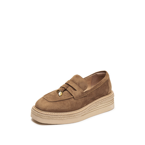 思加图2025秋季新款复古乐福鞋渔夫鞋厚底增高一脚蹬女鞋H2276CA5