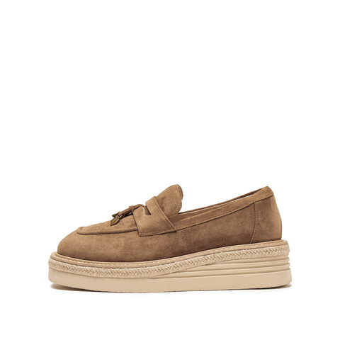 思加图2025秋季新款复古乐福鞋渔夫鞋厚底增高一脚蹬女鞋H2276CA5