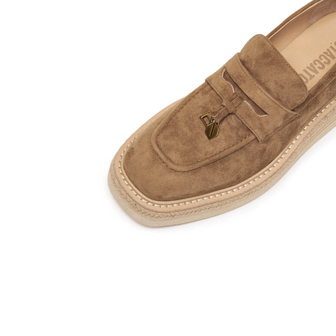 思加图2025秋季新款复古乐福鞋渔夫鞋厚底增高一脚蹬女鞋H2276CA5