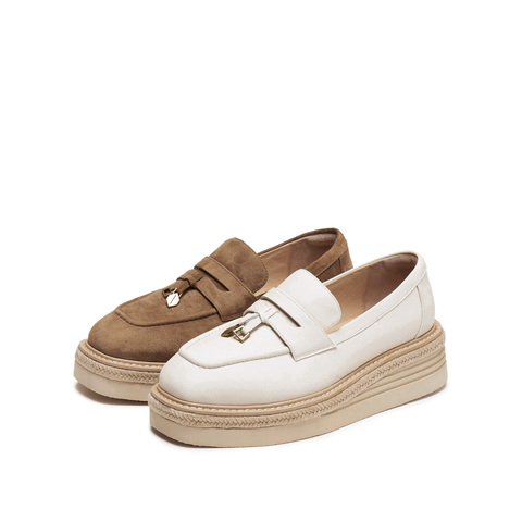 思加图2025秋季新款复古乐福鞋渔夫鞋厚底增高一脚蹬女鞋H2276CA5