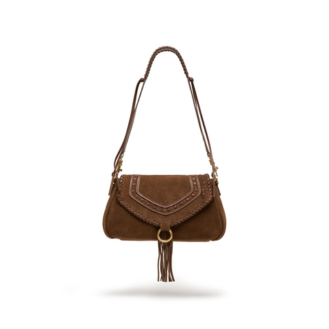 思加图2025冬季新款游牧包斜挎包流苏包单肩包复古背提包X8340DX5