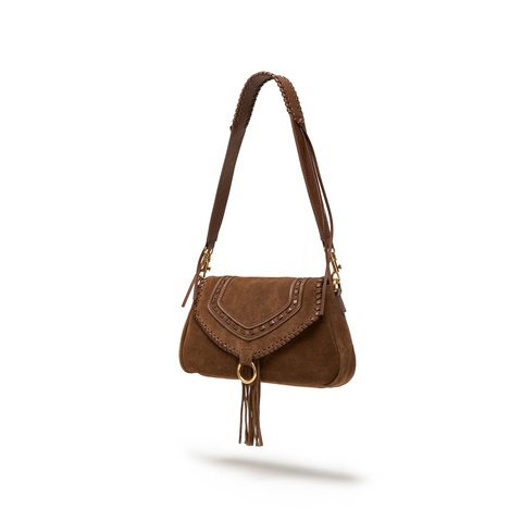 思加图2025冬季新款游牧包斜挎包流苏包单肩包复古背提包X8340DX5