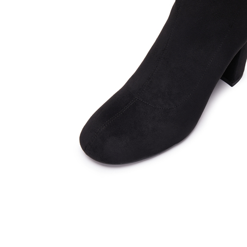 思加图2025冬季新款法式时装靴弹力靴瘦瘦靴中靴高跟靴女H8088DZ5