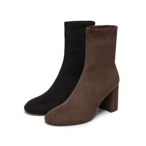 思加图2025冬季新款法式时装靴弹力靴瘦瘦靴中靴高跟靴女H8088DZ5