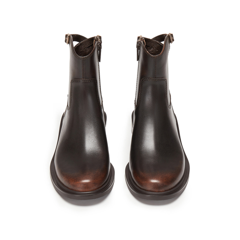 思加图2025冬季新款夜蝴蝶短靴时装靴粗跟黑色靴子女皮靴EAJ49DD5