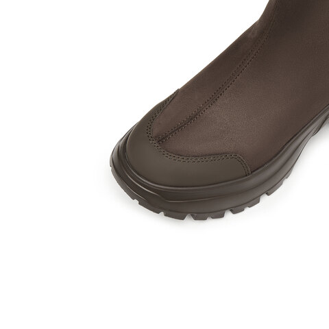 思加图2025冬季新款丝绒可可弹力靴厚底中靴瘦瘦靴女靴EFU29DZ5