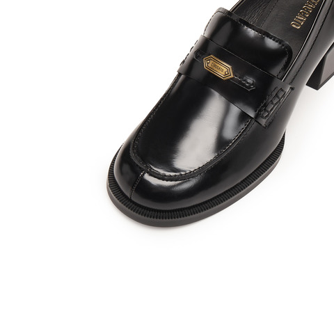 思加图2025秋季新款英伦风乐福鞋粗跟增高小皮鞋单鞋女鞋EGY02CA5