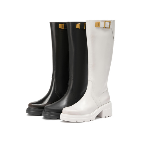 思加图2025冬季新款马鞍靴骑士靴机车靴长靴高筒靴女靴子EEZ19DG5