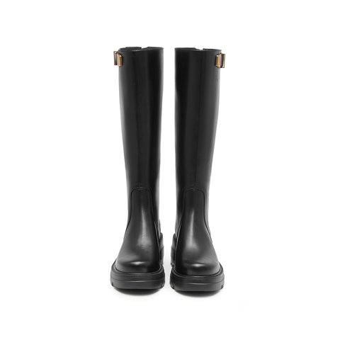 思加图2025冬季新款马鞍靴骑士靴机车靴长靴高筒靴女靴子EEZ19DG5