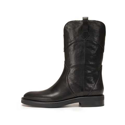 思加图2025冬季新款英伦风西部靴牛仔靴中靴时装靴女靴子Z0521DZ5