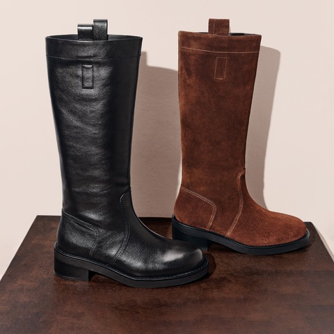 思加图2025冬季新款英伦风骑士靴长靴高筒靴时装靴女皮靴EIJ01DG5