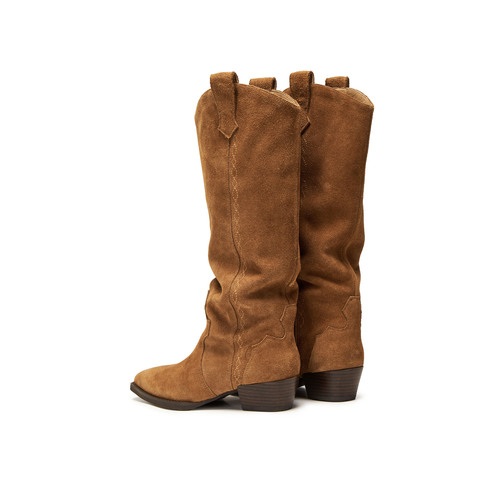 思加图2025冬季新款英伦风西部靴牛仔靴长靴高筒靴女靴子J7103DG5