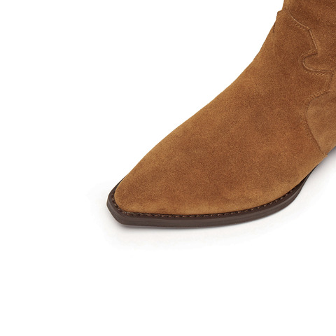 思加图2025冬季新款英伦风西部靴牛仔靴长靴高筒靴女靴子J7103DG5