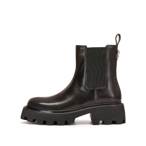 思加图2025冬季新款英伦风切尔西靴烟筒靴中靴厚底女靴子Z1455DD5