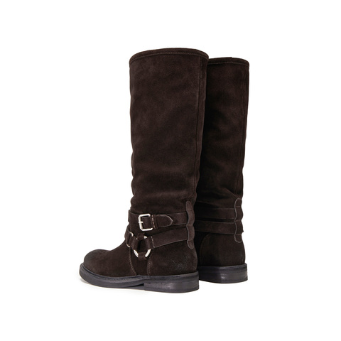 思加图2025冬季新款复古西部靴长靴高筒靴时装靴粗跟女靴Y5912DG5