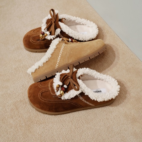 思加图2025冬季新款雪绒绒复古勃肯鞋大头鞋厚底半拖鞋女EIM02DH5