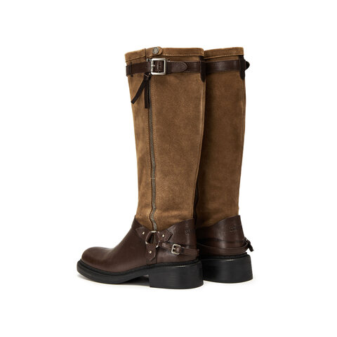 思加图2025冬季新款东十街骑士靴长靴时装靴粗跟女皮靴子EIH04DG5