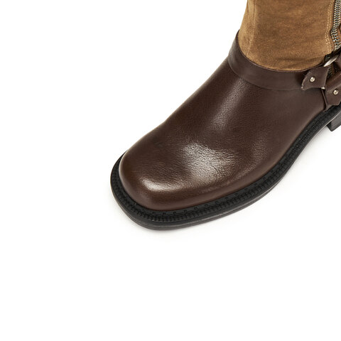 思加图2025冬季新款东十街骑士靴长靴时装靴粗跟女皮靴子EIH04DG5