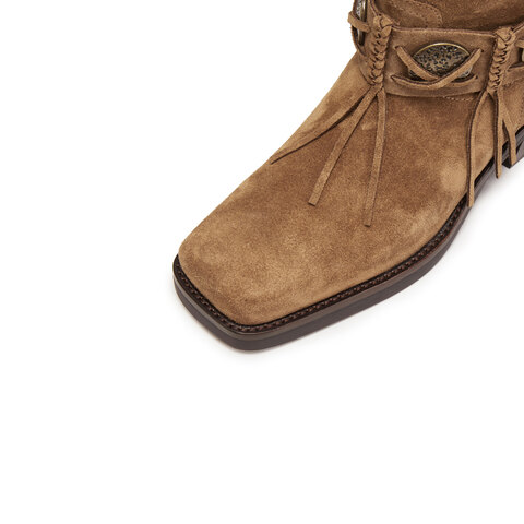 思加图2025冬季新款塞尔玛西部靴牛仔靴长靴高筒靴女靴子EI701DG5