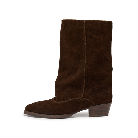 思加图2025冬季新款复古西部靴牛仔靴长靴高筒靴粗跟女靴J7102DS5