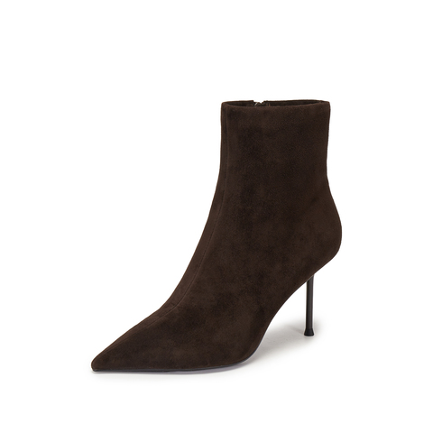 思加图2025冬季新款气质通勤时装靴中靴高跟鞋细跟女靴子H8058DD5