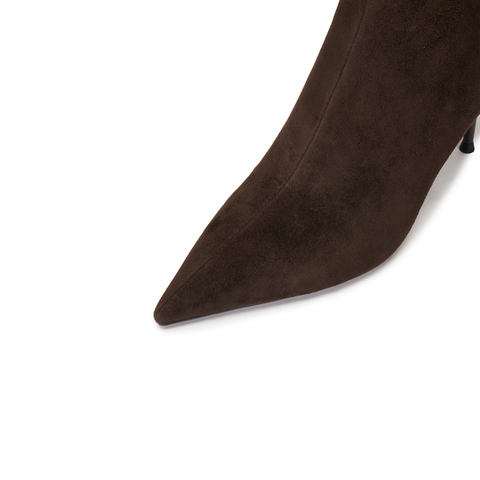 思加图2025冬季新款气质通勤时装靴中靴高跟鞋细跟女靴子H8058DD5