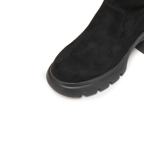 思加图2025冬季新款复古弹力靴长靴高筒靴厚底增高女靴子Y2564DG5