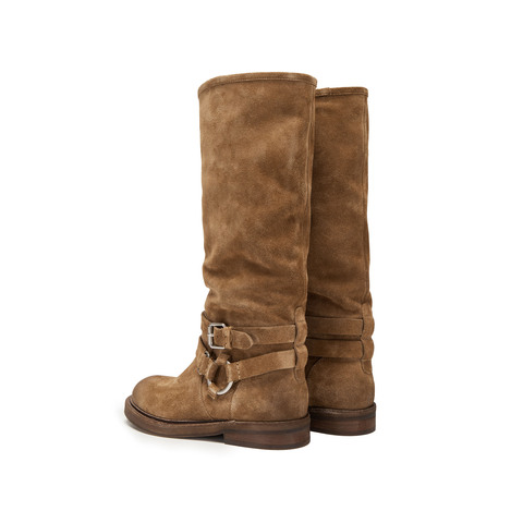 思加图2025冬季新款复古西部靴长靴高筒靴时装靴粗跟女靴Y5912DG5