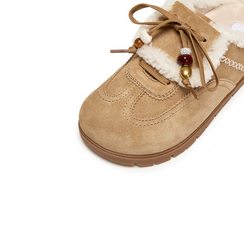 思加图2025冬季新款雪绒绒复古勃肯鞋大头鞋厚底半拖鞋女EIM02DH5