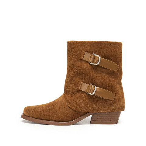 思加图2025冬季新款复古西部靴牛仔靴中靴时装靴通勤女靴H2556DZ5