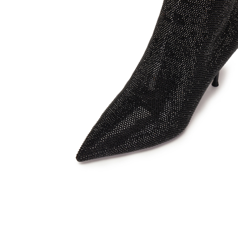 思加图2025冬季新款气质时装靴弹力靴中靴高跟鞋优雅女靴H8025DZ5