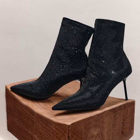 思加图2025冬季新款气质时装靴弹力靴中靴高跟鞋优雅女靴H8025DZ5